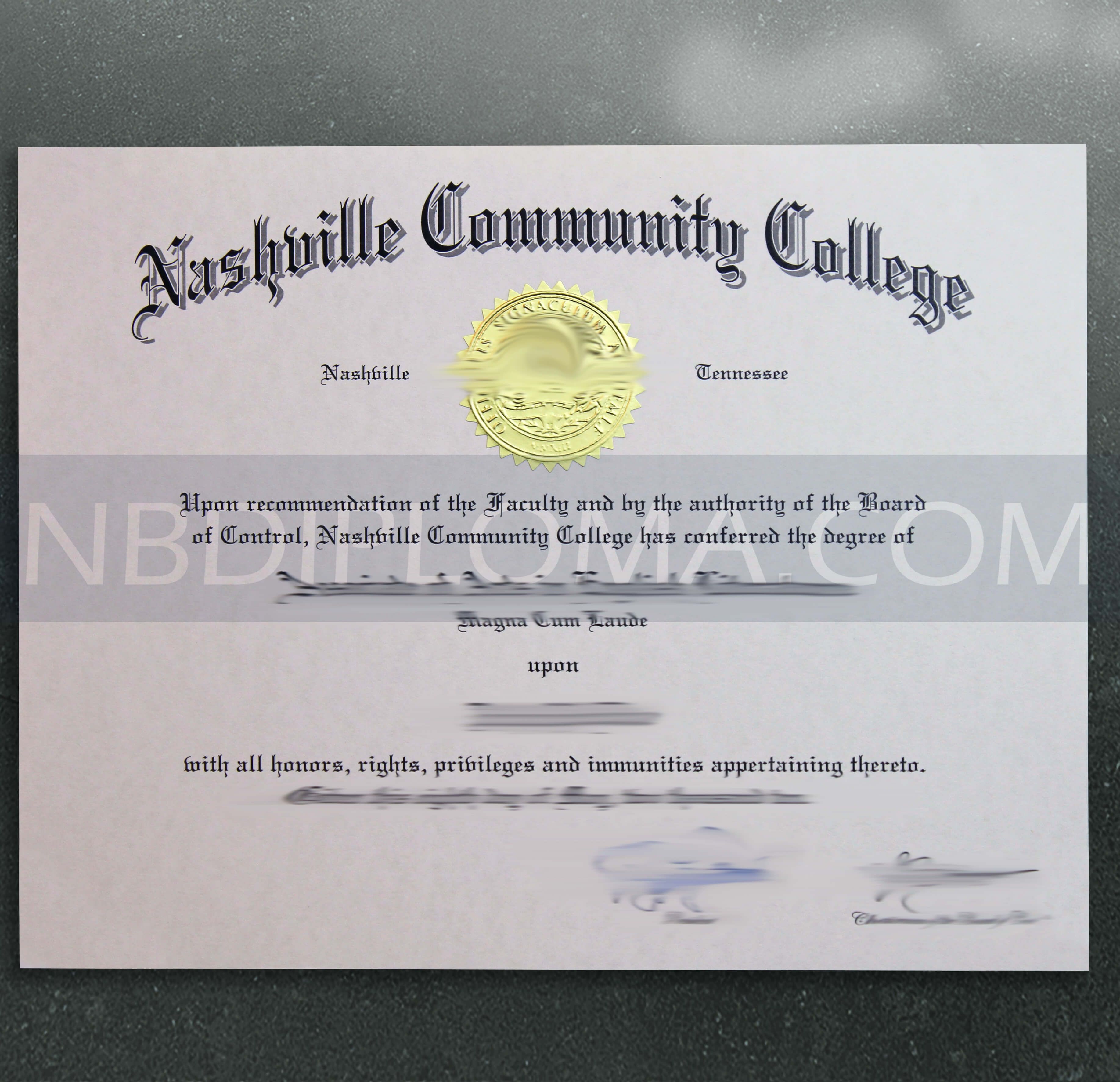 nashuille community college  diploma